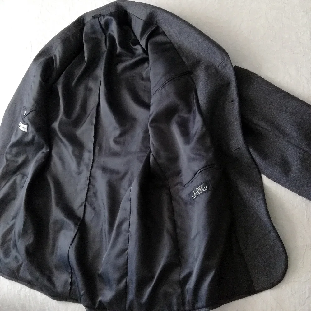 Bachrach Charcoal Gray Wool Sport Coat Size 46 Long